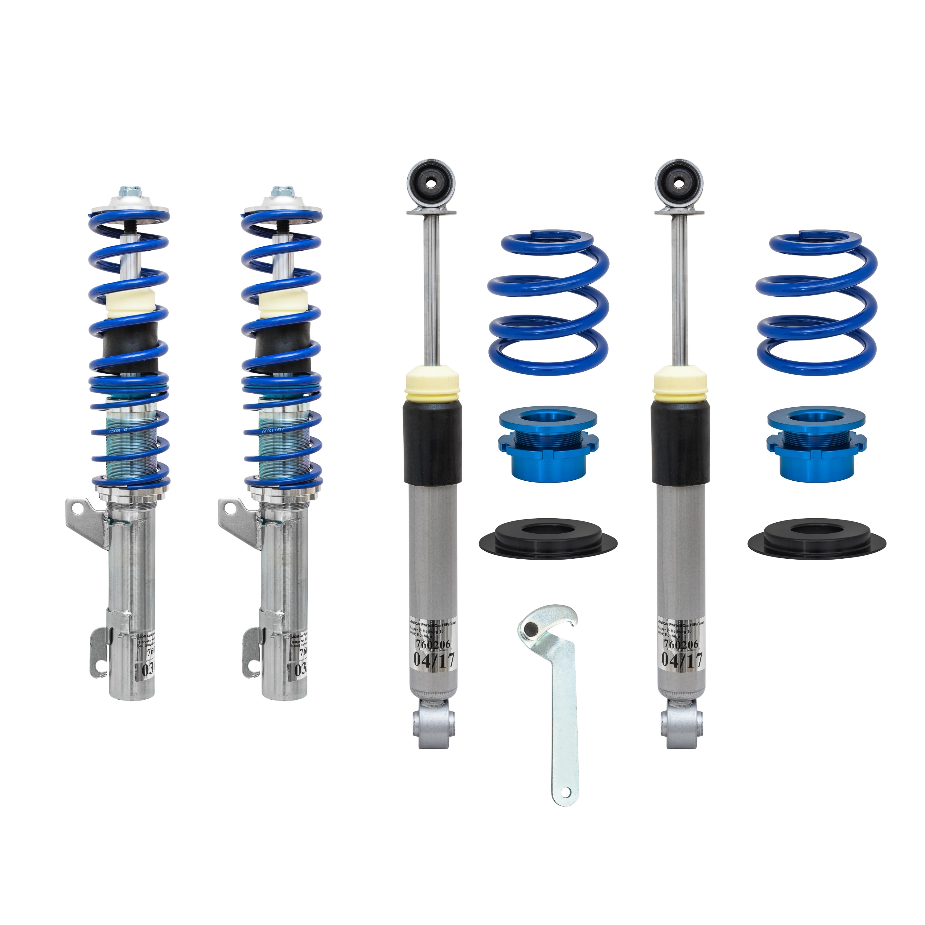 BlueLine Coilover kit suitable for VW Golf 4 Bora and Variant 4Motion 1.8,  1.8T, 2.0, 2.3 V5, 2.8 V6, 1.9TDi year 1999-2005