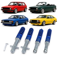 BlueLine Gewindefahrwerk passend für VW Golf 1 Baujahr 1974-8.1983, Golf 1 Cabrio Baujahr 9.1979-6.1993 (155), Scirocco 1 und 2 (53/B)